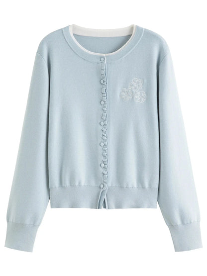 Vintage-Inspired Floral Ruffle Knit Top LORAN STORE