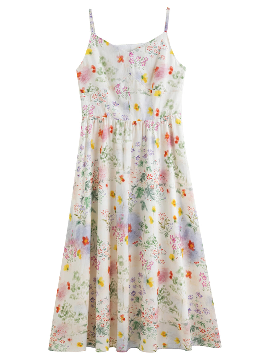 Women's Floral Strappy Midi Dress