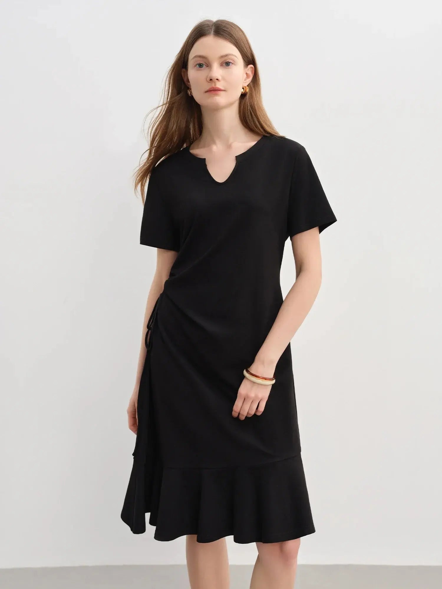 Casual Summer Flowy V-Neck Midi Dress - Loran