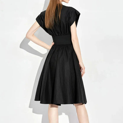 The Essential Black V-Neck Summer Dress - Loran