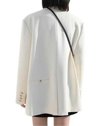 Double-Breasted Office Blazer Stylish Mid-Length Coat Loran