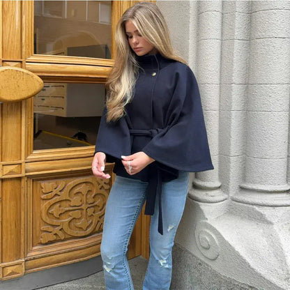 Stylish & Modest Cape Jacket with Belt - Loran