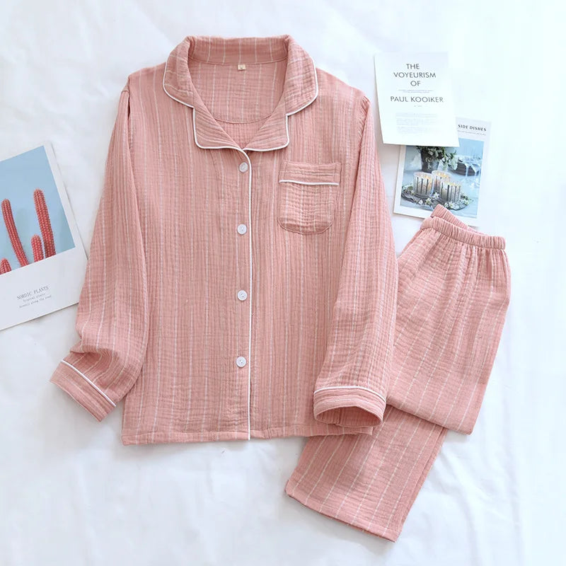 Couple's Pure Cotton Crepe Pajama Set Loran