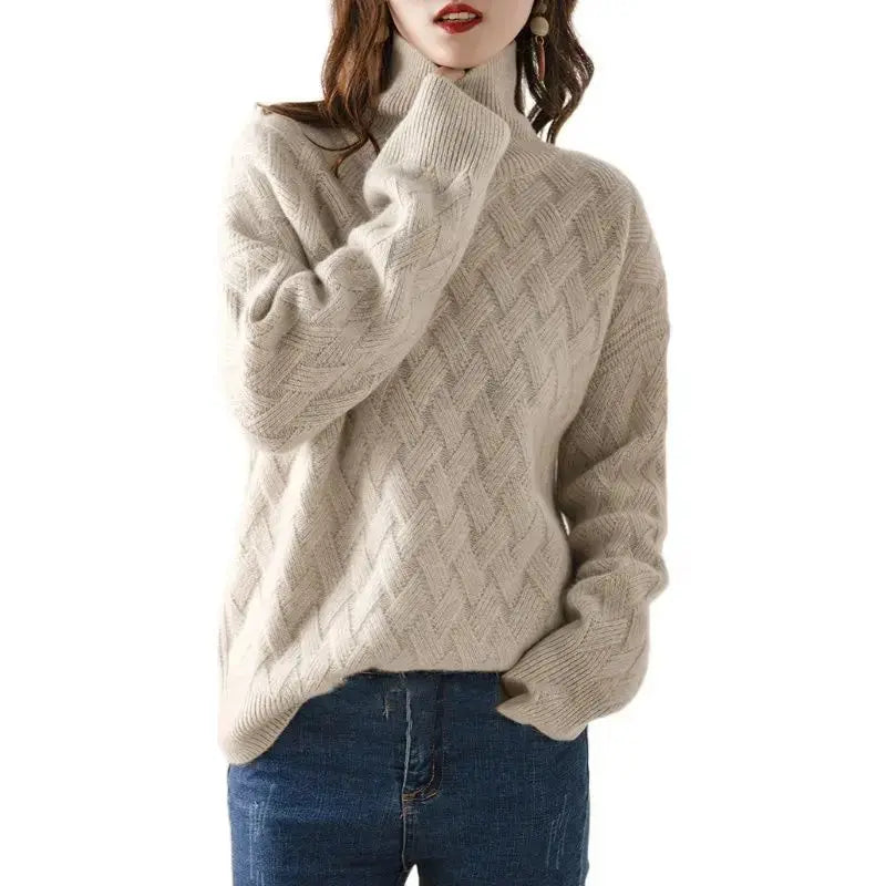 Oversized Cashmere Blend Pullover Sweater for Winter - Loran