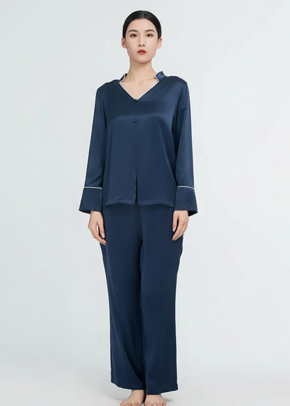 Elegant Women's Real Silk Pajamas Long Sleeve Loran