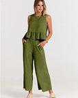Summer Pleated Wide-Leg Pant Set