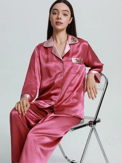 Luxury Embroidery Mulberry Silk Pajama Set Loran