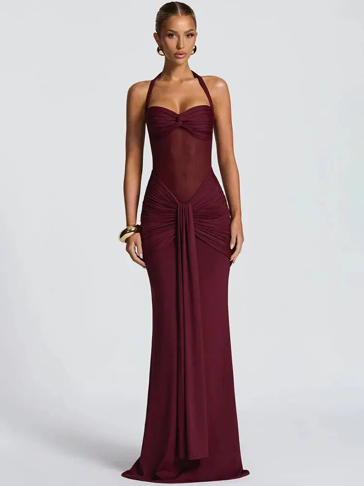 Backless Halter Maxi Dress - Loran