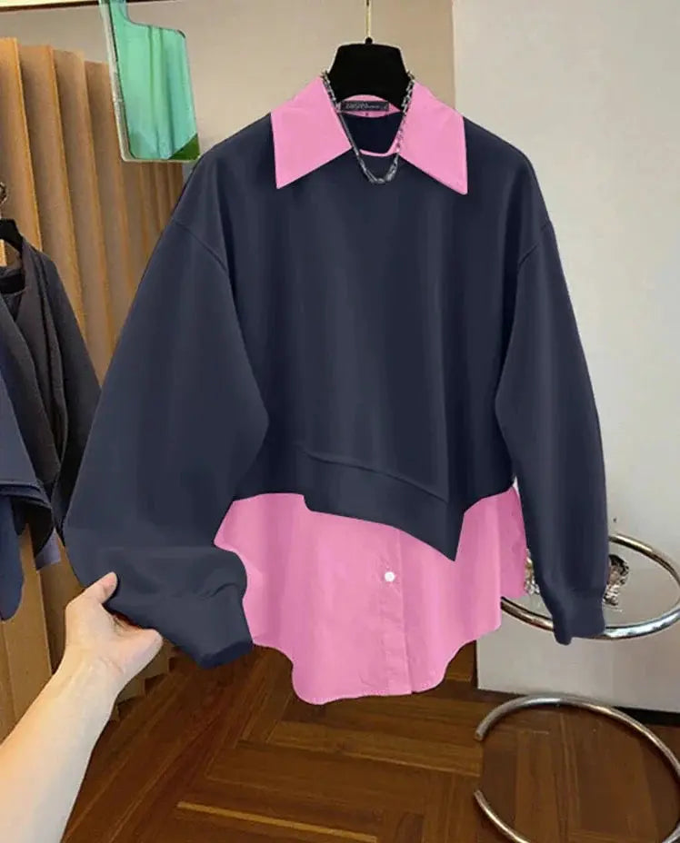 Simple and Catchy Stylish Patchwork Blouse - Loran