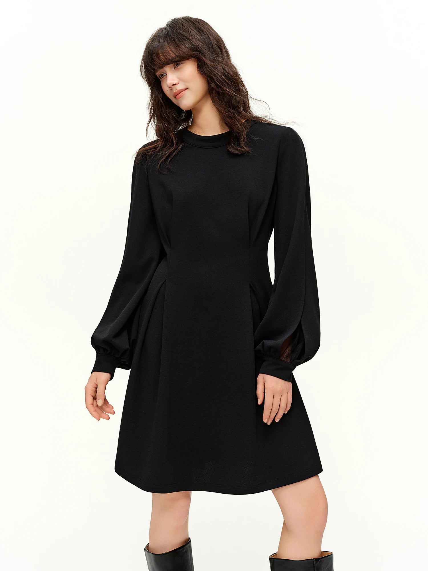 DUSHU 2026 Spring Women's French Waist Dress, Black Bodycon Mini Dress A-line Midi Dress Office Chic Retro Minimalist Style Loran