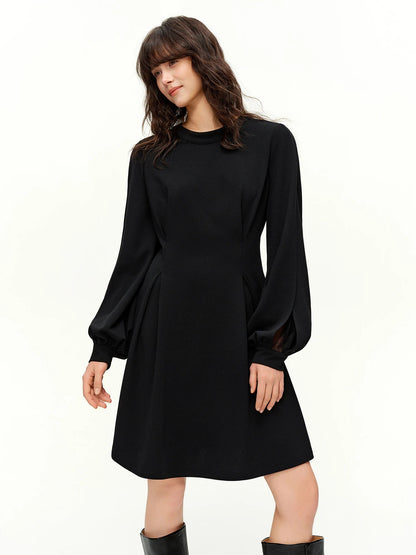 DUSHU 2026 Spring Women's French Waist Dress, Black Bodycon Mini Dress A-line Midi Dress Office Chic Retro Minimalist Style Loran