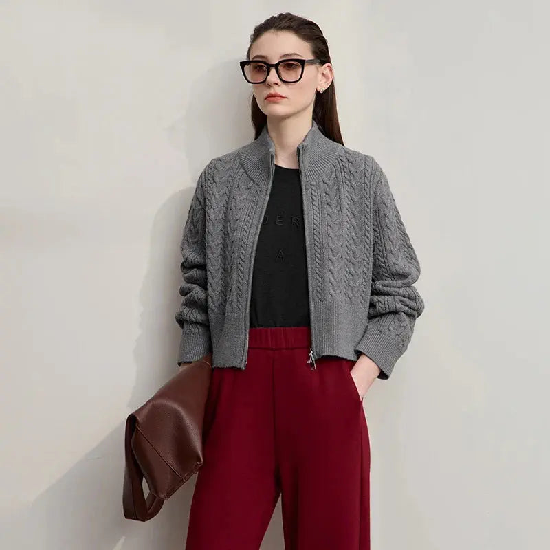 Minimalist High-Neck Zip Cardigan - Loran