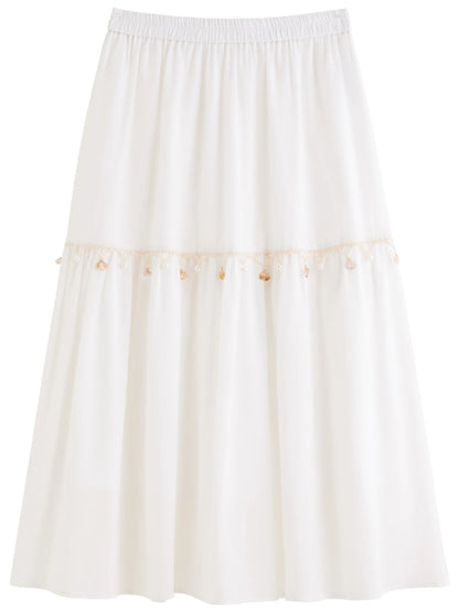 Wave Lace A-Line Long Skirt Playful Holiday Style Loran