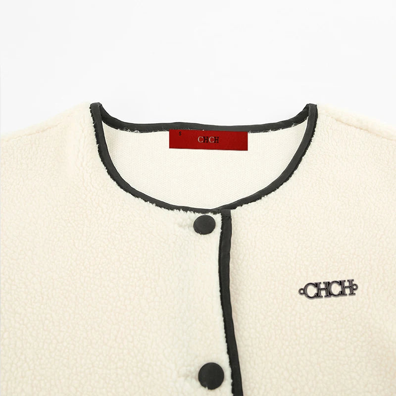 Women's Solid Fleece Panel Winter Coat