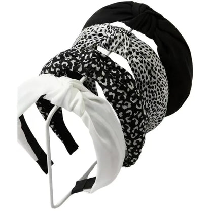 Leopard & Black Knot Wide Headbands for Women Retro Style