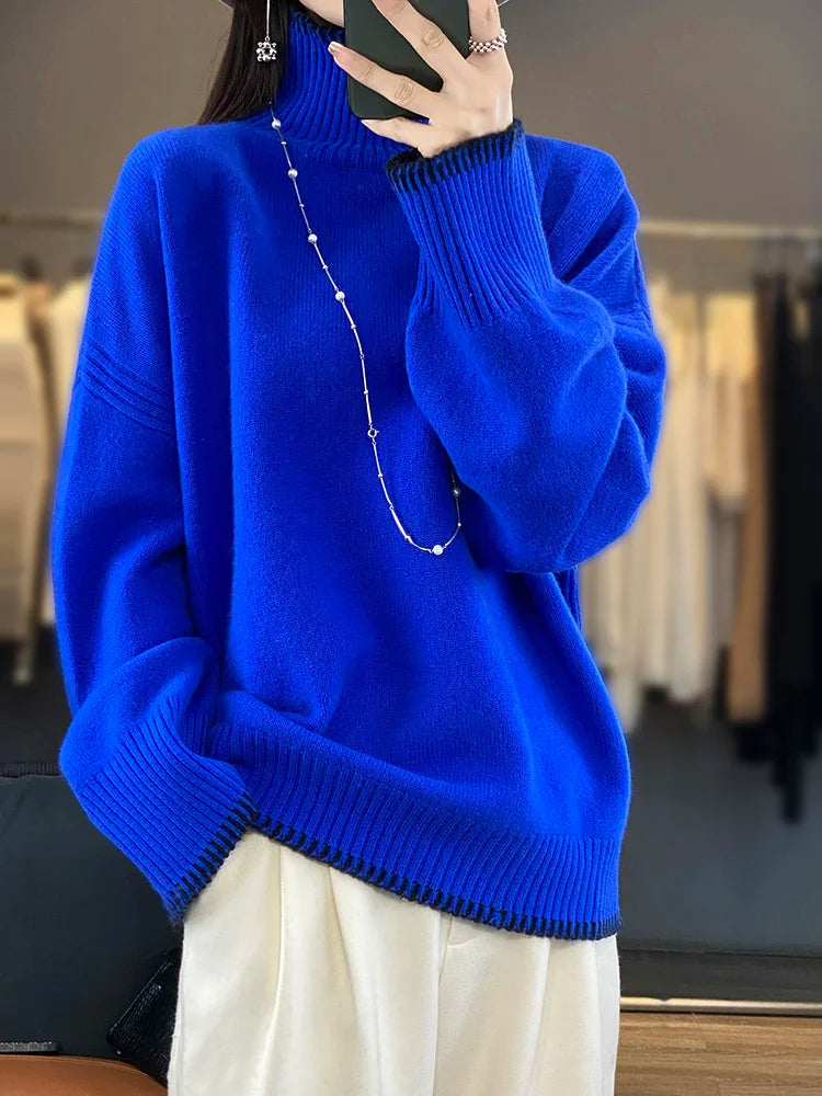 Luxurious Cashmere & Wool Turtleneck Sweater