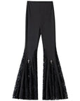 Gothic Black Lace Flare Pants - See-Through Mesh Trousers