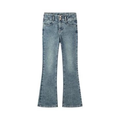 Women's High-Waist Flared Jeans Long Fleece Trousers LORAN STORE