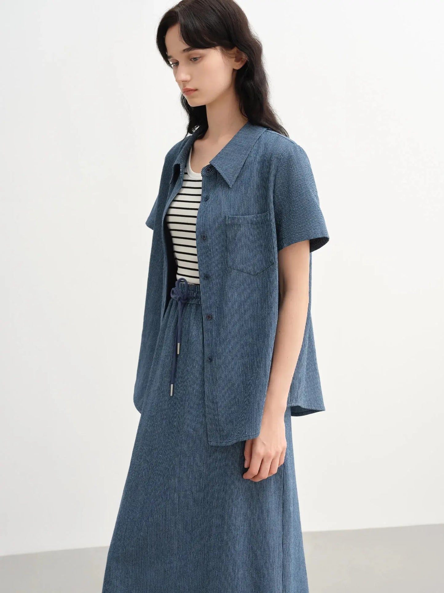 Women's Striped T-shirt and Skirt Set for Summer - Loran