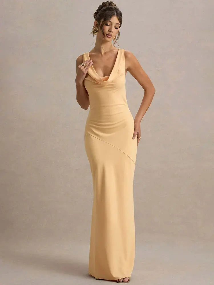 Sleeveless Lace-Up Backless Party Gown - Loran