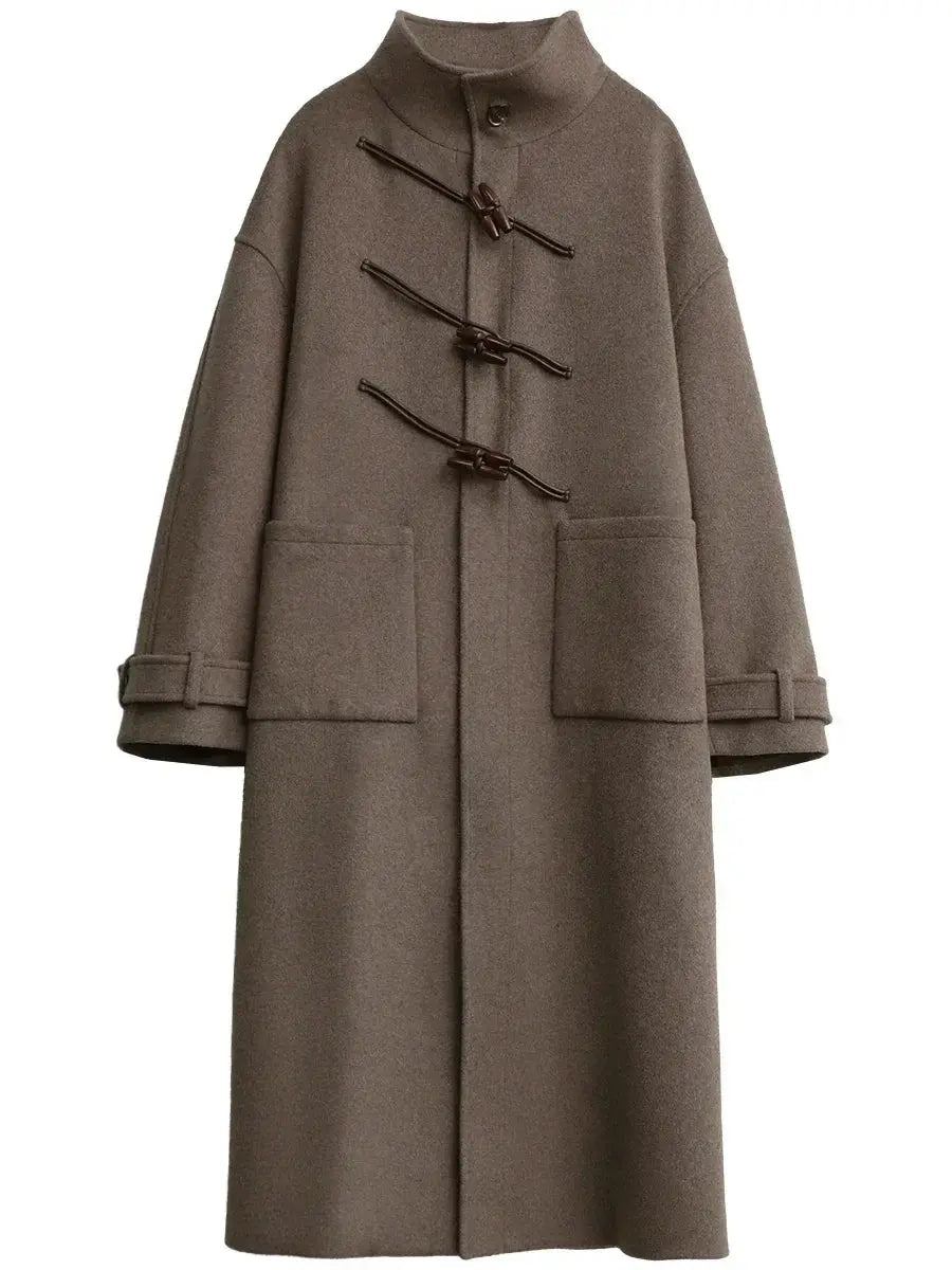Women's Retro Wool Overcoat: Loose Fit Korean Winter Style - Loran