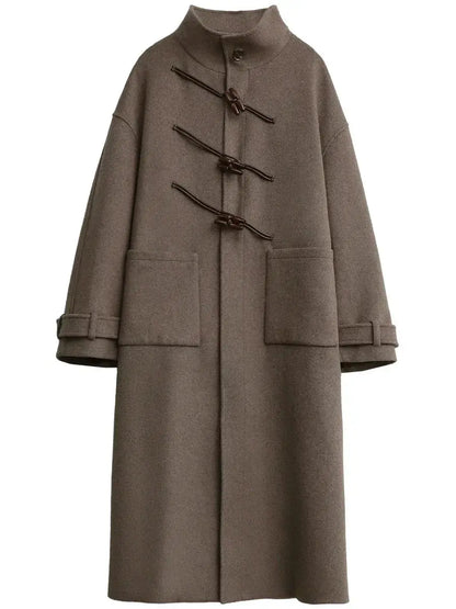 Women's Retro Wool Overcoat: Loose Fit Korean Winter Style - Loran