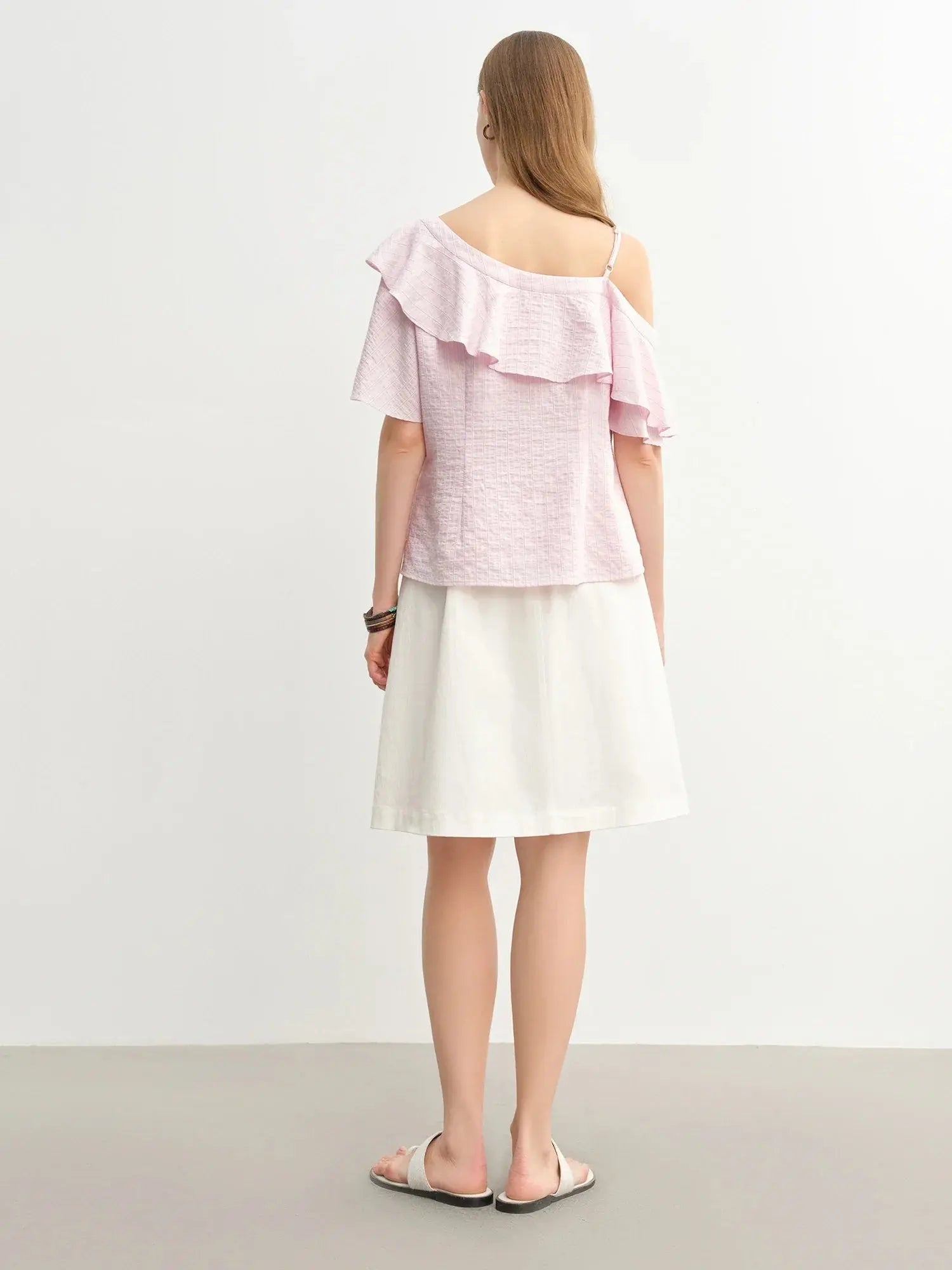 Summer Breeze Plus Size Off-Shoulder Top with Asymmetric Ruffles - Loran