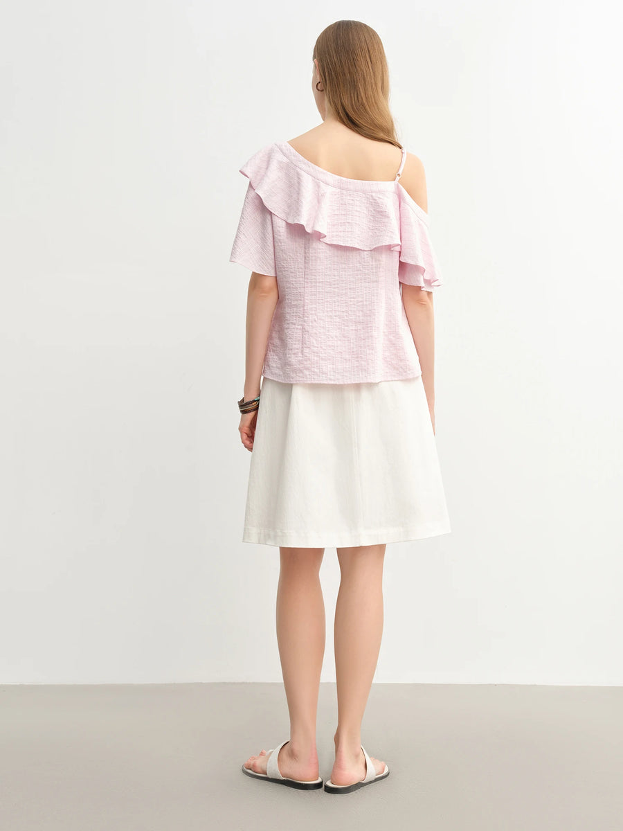 Summer Breeze Plus Size Off-Shoulder Top with Asymmetric Ruffles