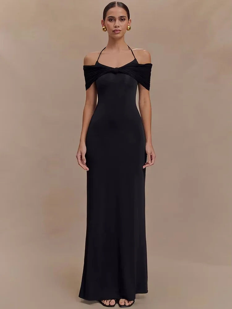 Elegant Off-Shoulder Backless Gown