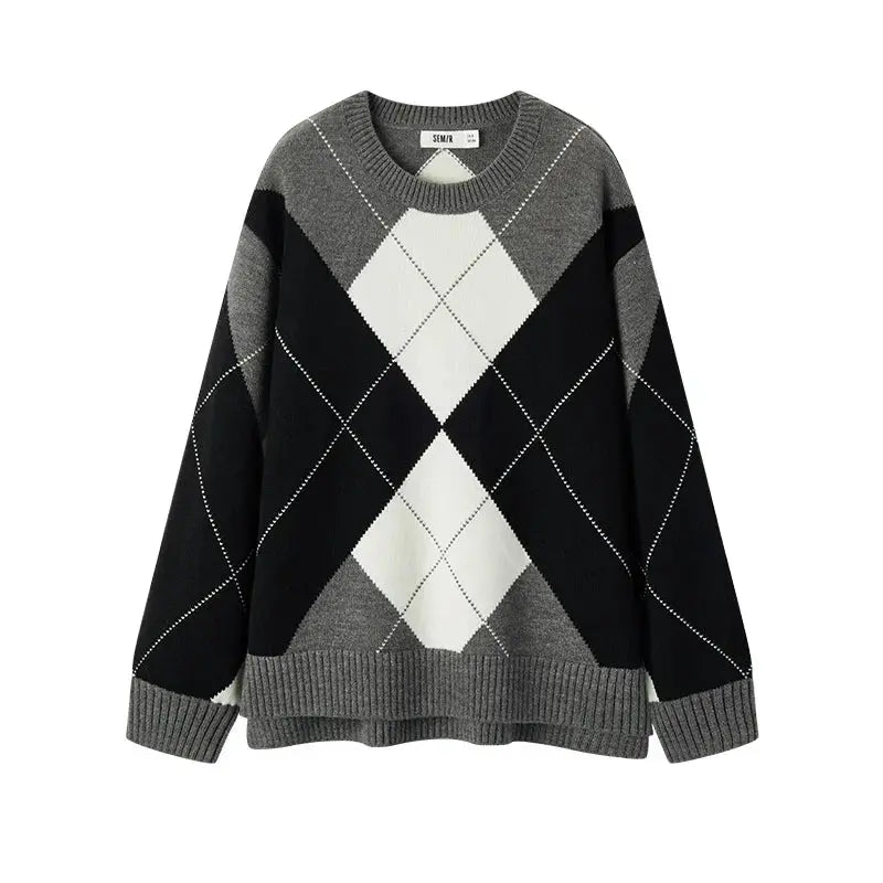 Women's Diamond Color Block Sweater LORAN STORE