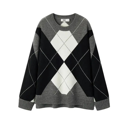 Women's Diamond Color Block Sweater LORAN STORE