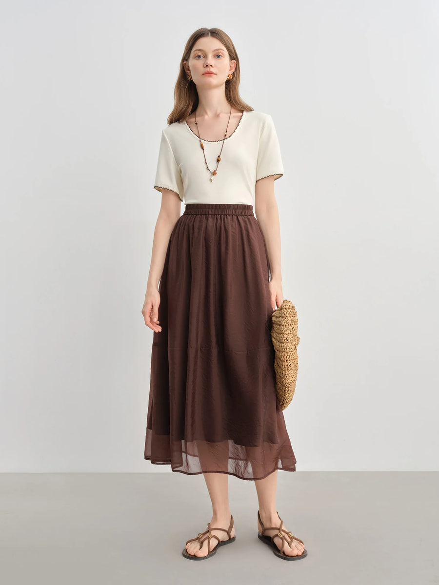 Chic Embroidered Contrast Lace T-Shirt