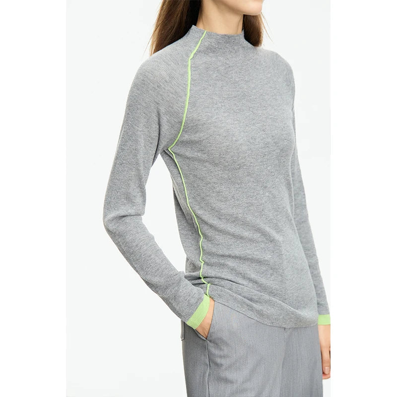 Minimalist Autumn Patchwork Pullover Sweater for Women