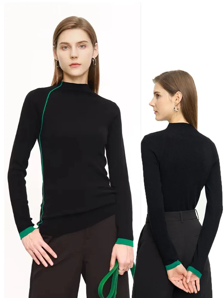 Minimalist Autumn Patchwork Pullover Sweater for Women