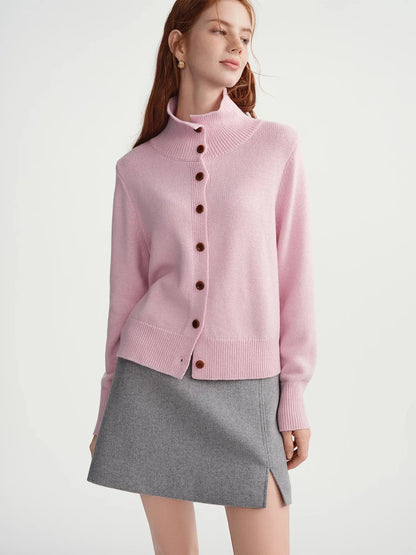 Women’s Wool Knitted Cardigan - Soft Ribbed Winter Sweater - Loran
