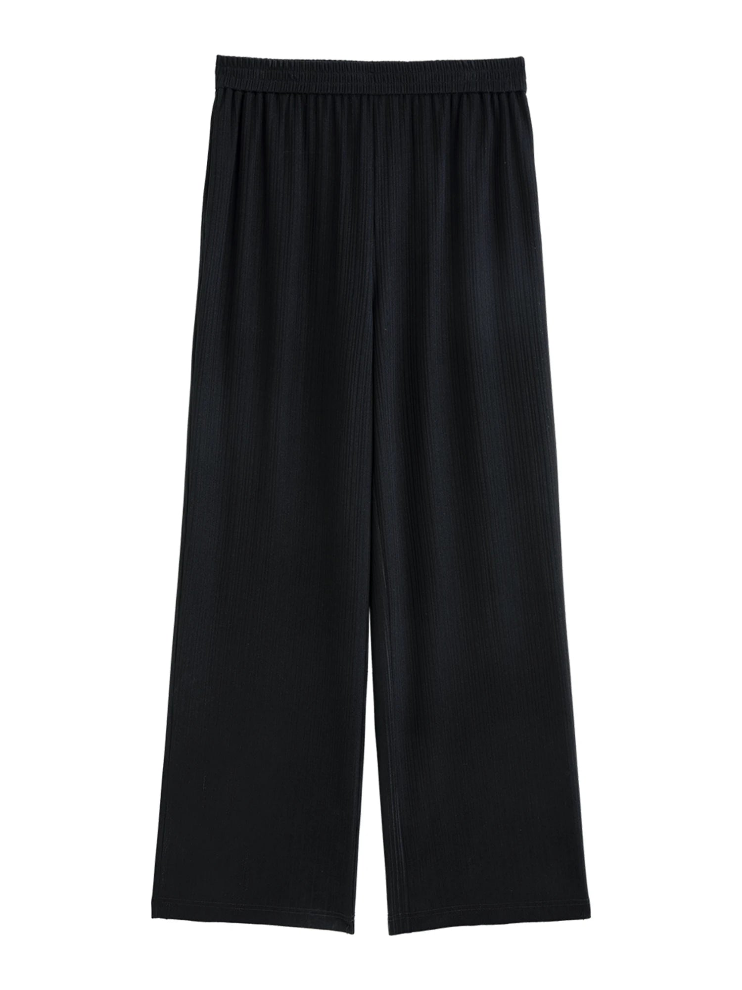 Black Wide-Leg Stretch Pants Casual Chic Trousers
