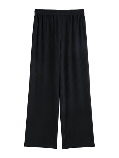 Black Wide-Leg Stretch Pants Casual Chic Trousers Loran
