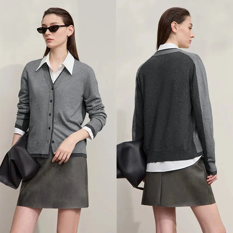 Chic Minimalist V-Neck Cardigan - Loran