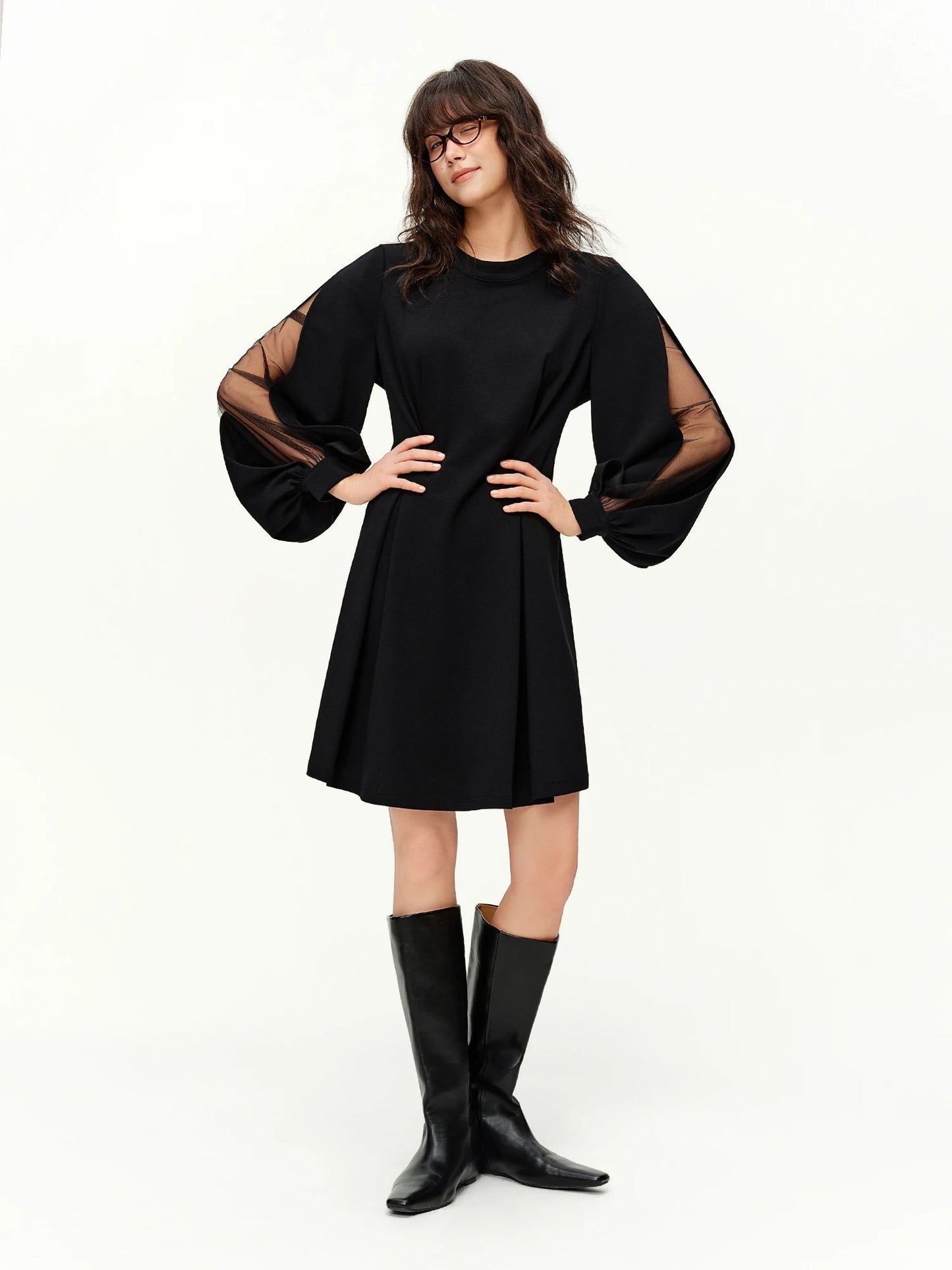 DUSHU 2026 Spring Women's French Waist Dress, Black Bodycon Mini Dress A-line Midi Dress Office Chic Retro Minimalist Style Loran