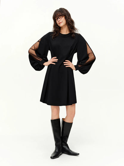 DUSHU 2026 Spring Women's French Waist Dress, Black Bodycon Mini Dress A-line Midi Dress Office Chic Retro Minimalist Style Loran