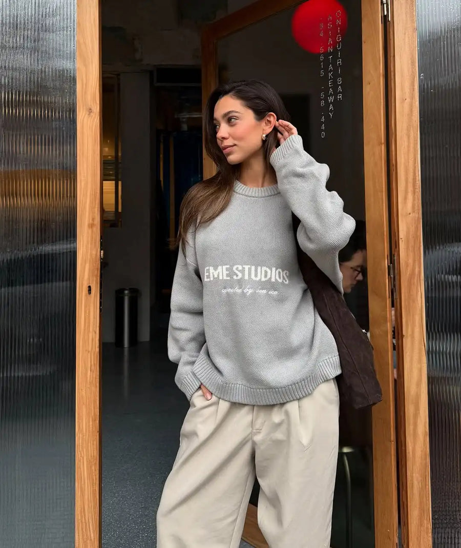 Elegant Loose-Fit Yellow Pullover Sweater for Autumn