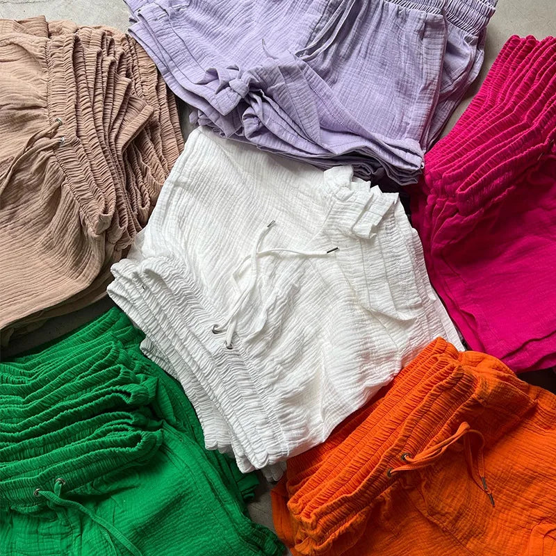 Women’s 2-Piece Cotton Gauze Pajama Set Summer Sleepwear