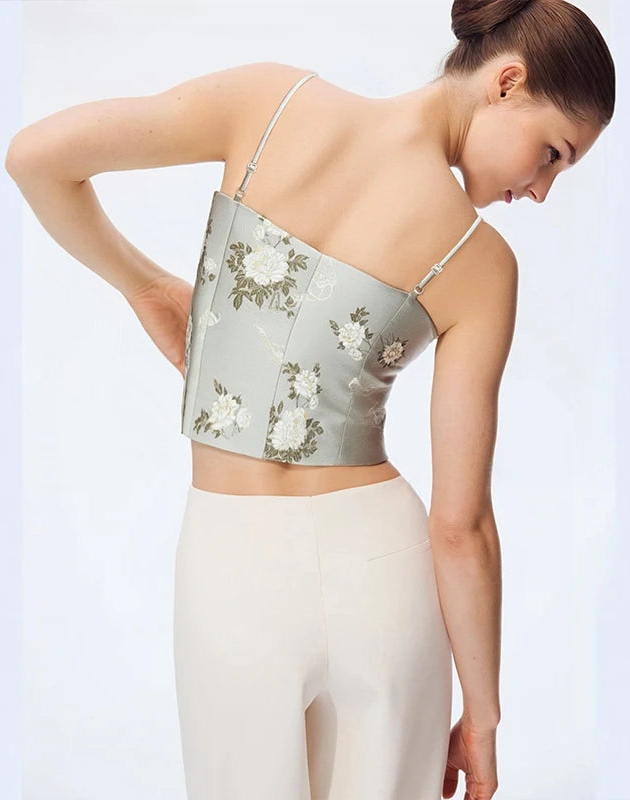 Amii Women Top 2026 Spring New Jacquard Sling Vest Women Adjustable Shoulder Strap Inner Waist-cinching Sleeveless Top 12651005 Loran