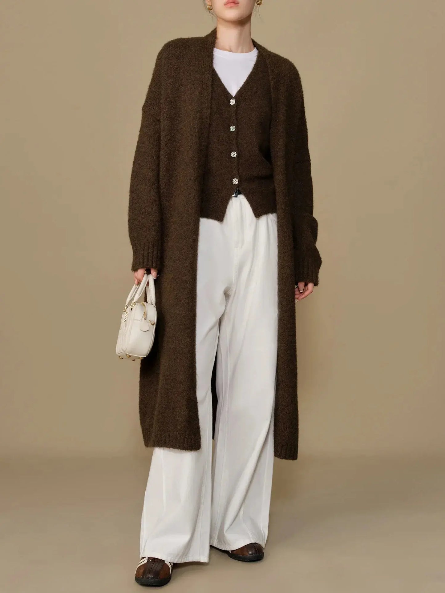 Winter Plus Size Knit Vest and Long Coat Set - Loran