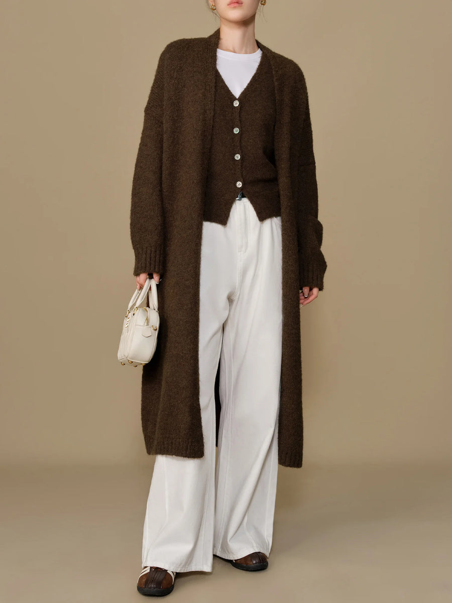 Winter Plus Size Knit Vest and Long Coat Set
