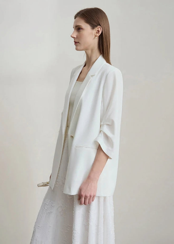 Amii Minimalist Women's Blazer Mujer 2025 Autumn New Solid Loose Seven-quarter Sleeve Lapel Button Commuter Suit Jacket 12512019 Loran