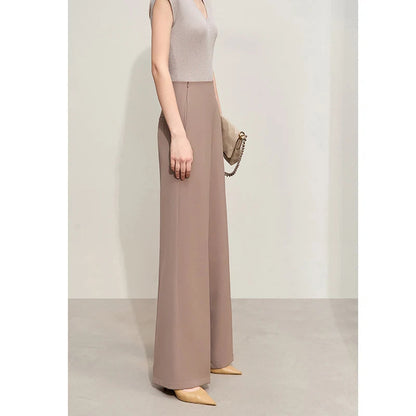 Amii Minimalism 2024 Summer New Wide-legged Pants Women Straight Basics Casual Pants Female Solid Full-length Trousers 12412006 Loran