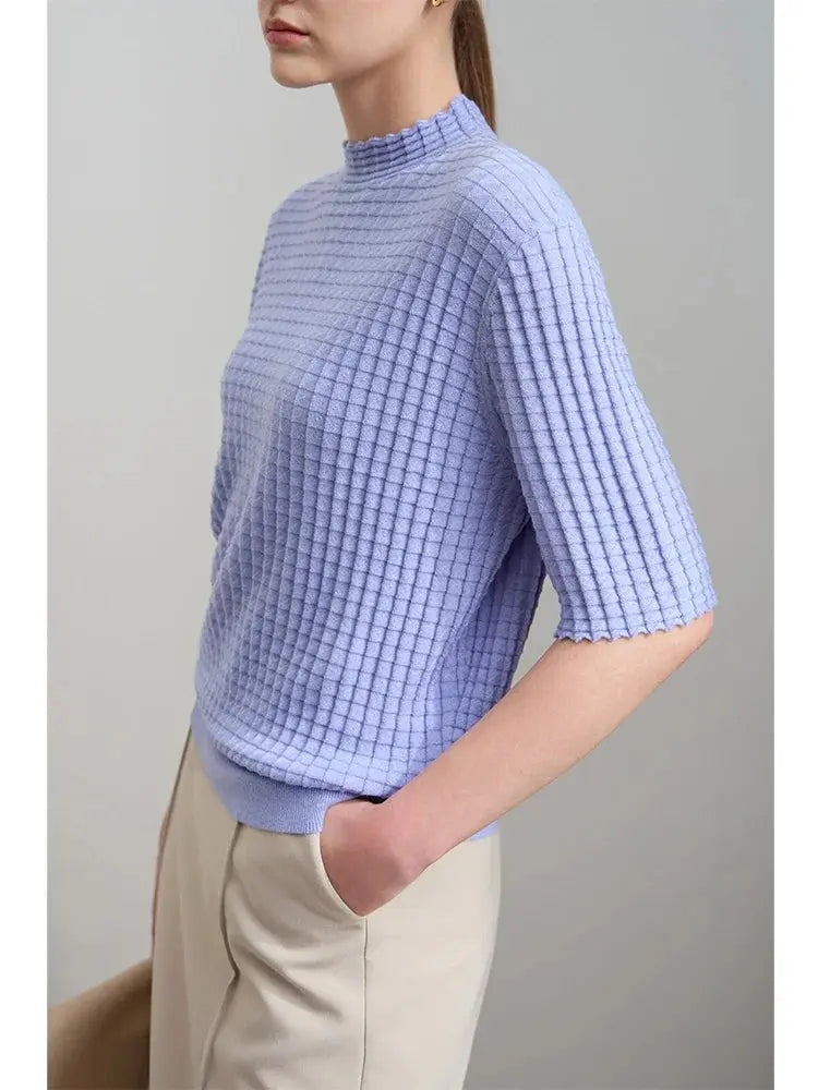 Elegant Mock Neck Slim Knit Sweater - Loran