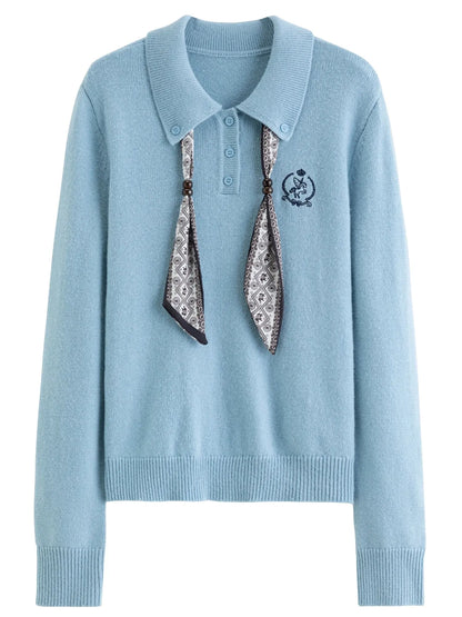 Women's Turn-Down Collar Knit Pullover - Loran