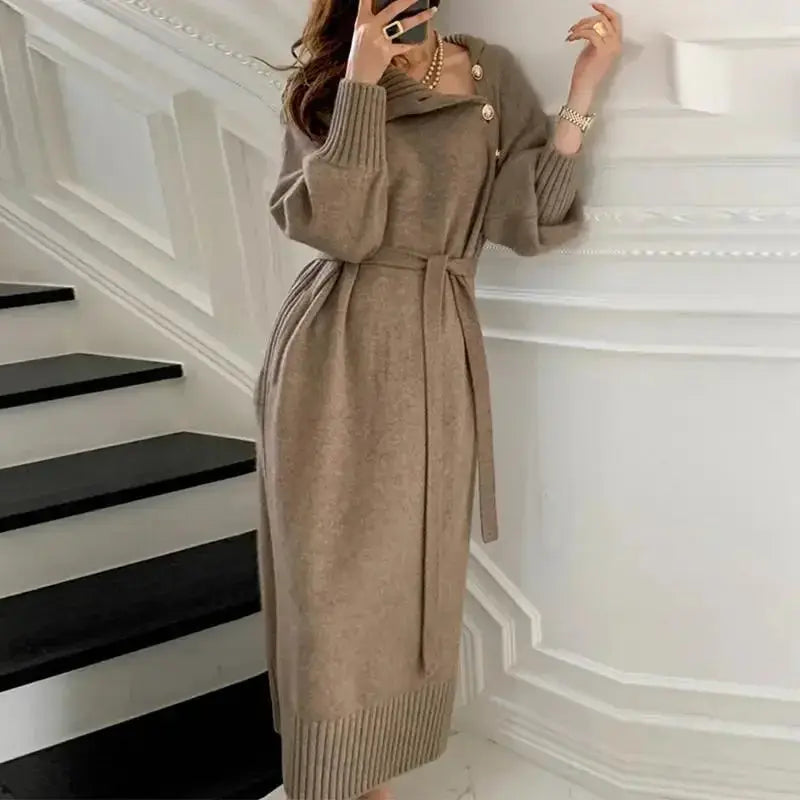 Elegant Knee-Length Autumn/Winter Knit - Loran